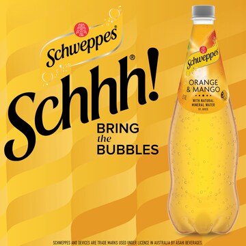 Schweppes Orange Mango Natural Mineral Water Bottle 1.1L