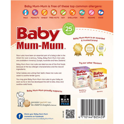 Baby Mum-Mum Organic Rice Rusk Sweet Potato & Carrot 36g x 18 pack