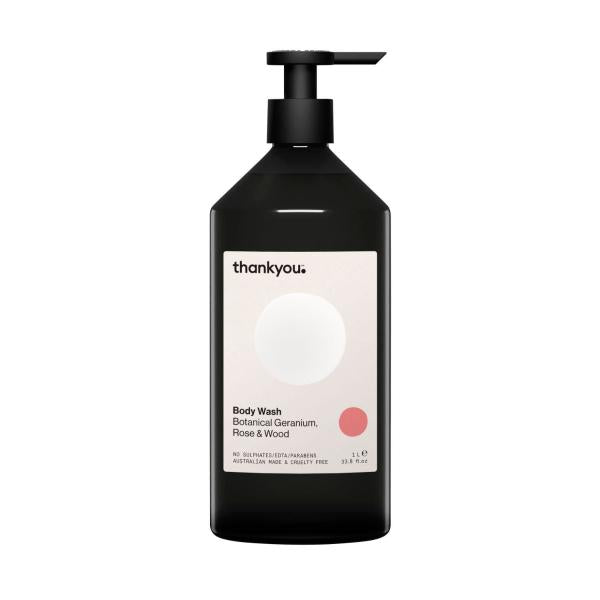 THANKYOU BODY WASH BOTANICAL GERANIUM- ROSE & WOOD 1 LITRE
