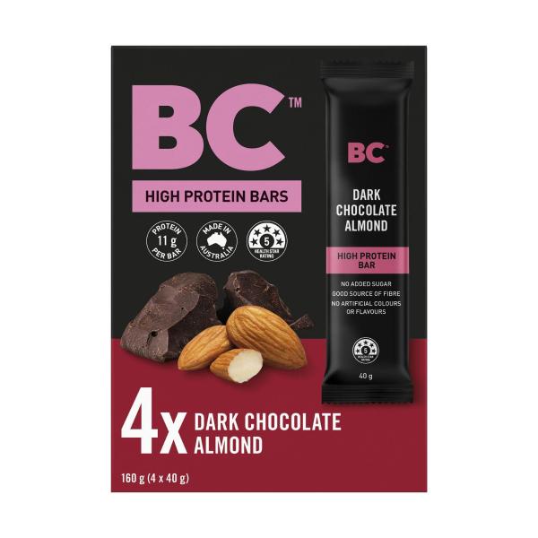 BC HIGH PROTEIN BARS DARK CHOCOLATE ALMOND 4X40G 160G