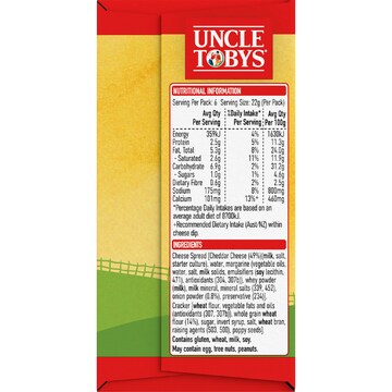 Uncle Tobys Le Snak French Onion 6 pack