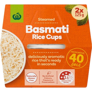 Woolworths Basmati Rice Microwave Cup 125g x 2 pack