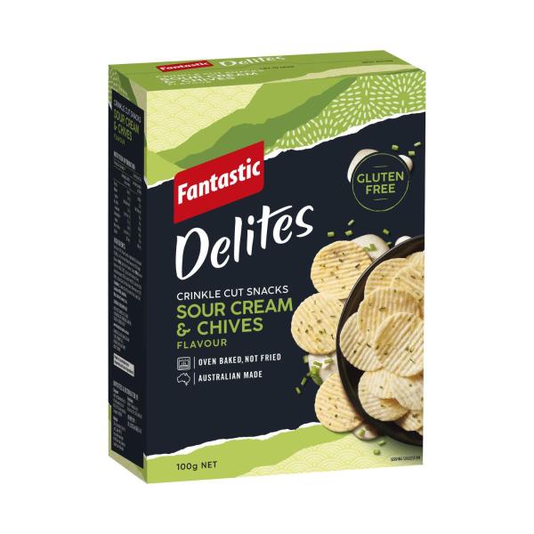 FANTASTIC DELITES RICE SNACKS:SOUR CREAM & CHIVE:.:100 GRAM
