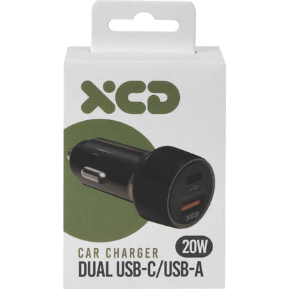 XCD Dual USB-C/USB-A 20W Car Charger