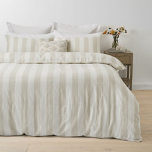 Stripe Linen Cotton Quilt Cover Set - Queen Bed, Natural