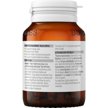 Blackmores Mega B Complex Energy Support Vitamin B12 Tablets 75 pack