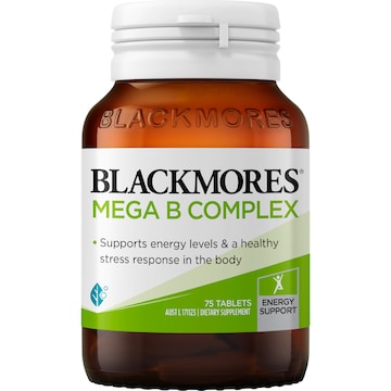 Blackmores Mega B Complex Energy Support Vitamin B12 Tablets 75 pack