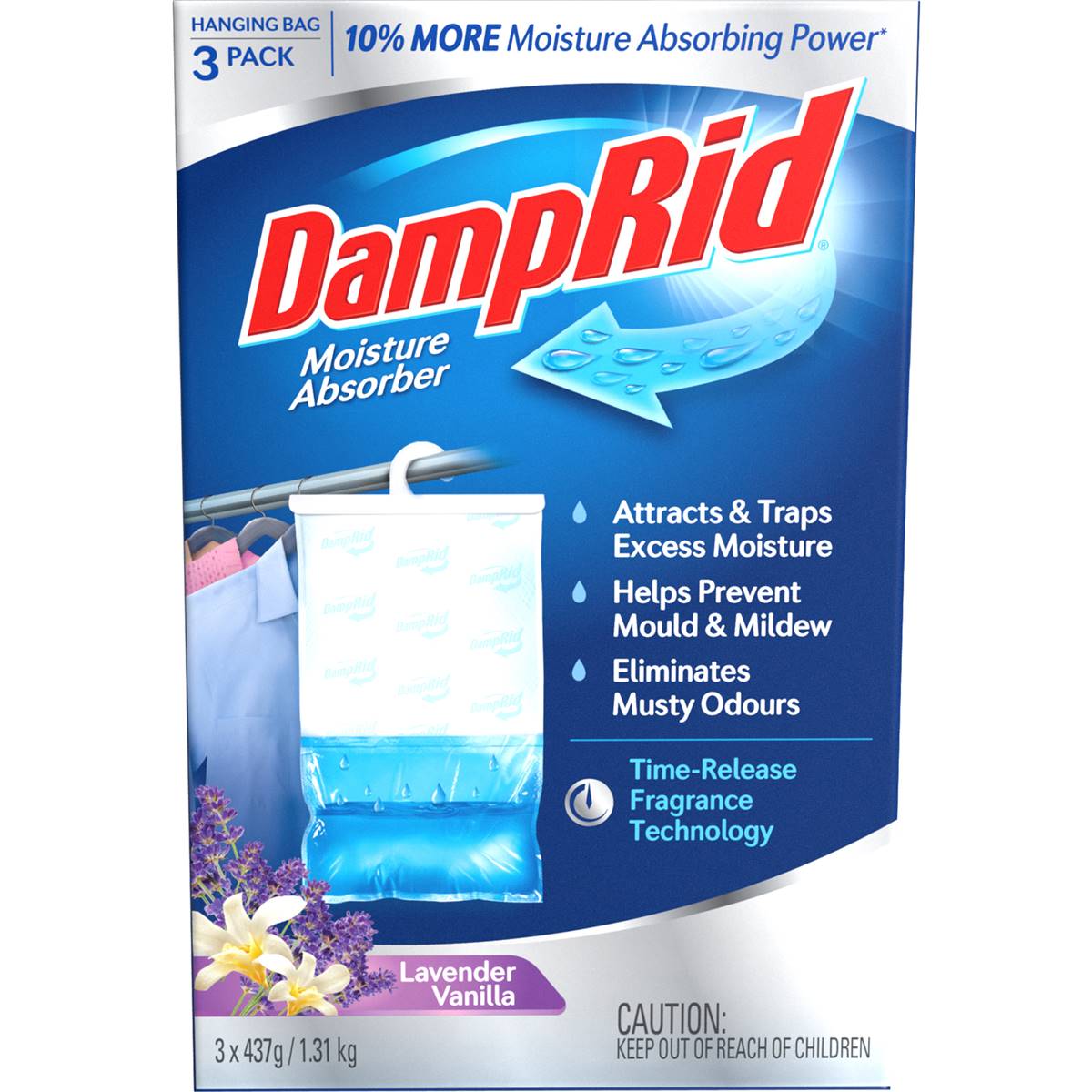 DampRid Hanging Moister Absorber Lavender Vanilla 437g x 3 pack