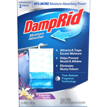 DampRid Hanging Moister Absorber Lavender Vanilla 437g x 3 pack