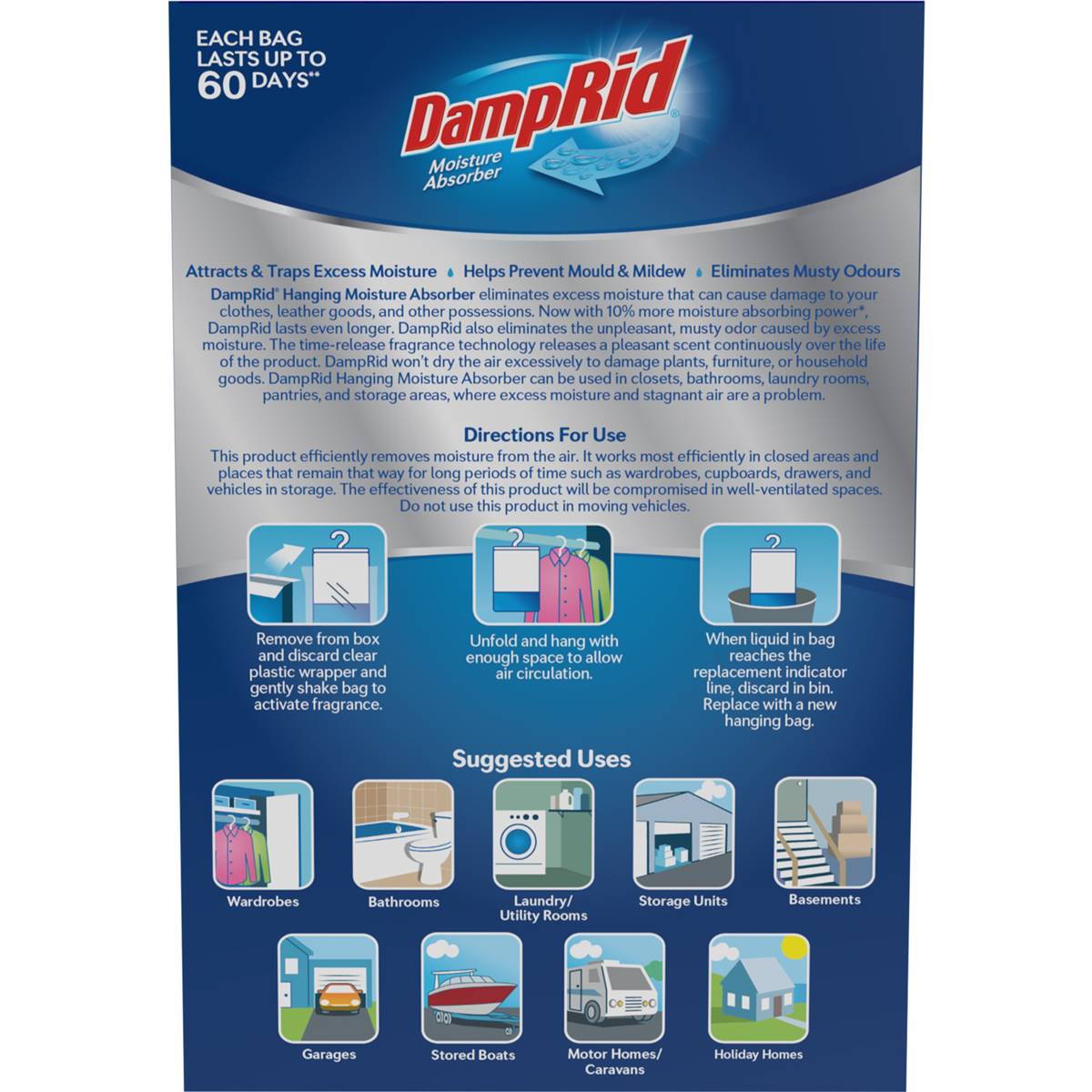 DampRid Hanging Moister Absorber Lavender Vanilla 437g x 3 pack