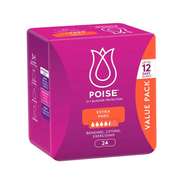POISE EXTRA PADS FOR BLADDER LEAKS 24PK