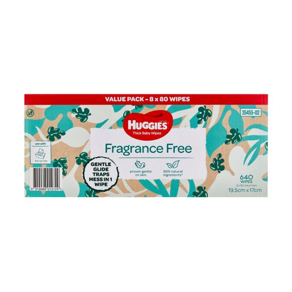 HUGGIES THICK BABY WIPES FRAGRANCE FREE 640 PACK