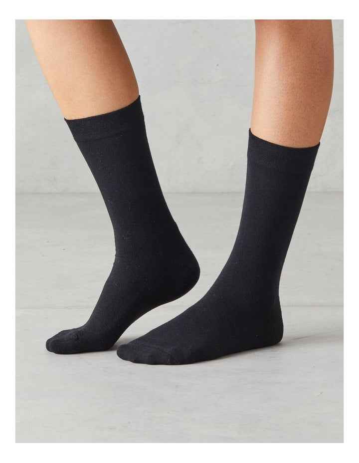 2 Pack Cotton Comfort Crew Socks in Black
