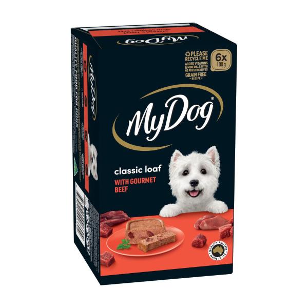 Adult Wet Dog Food Classic Loaf with Gourmet Beef 6x100g Trays