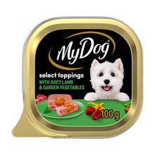 MY DOG ADULT WET DOG FOOD SELECT TOPPINGS WITH JUICY LAMB & GARDEN VEGETABLES 100G TRAY