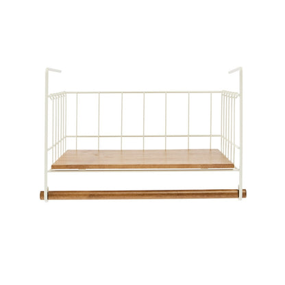 Off White and Acacia Undershelf Basket