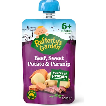 Rafferty's Garden Baby Food Pouch Beef Sweet Potato & Parsnip 6+ Months 120g