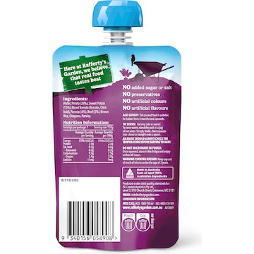 Rafferty's Garden Baby Food Pouch Beef Sweet Potato & Parsnip 6+ Months 120g