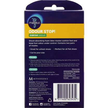 Maseur Footcare Odour Insoles Regular 2 Pack