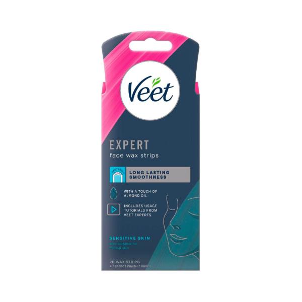 VEET EXPERT FACE HAIR REMOVAL COLD WAX STRIPS FOR SENSITIVE SKIN 20 PACK