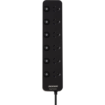 Jackson 6 Way Switched Surge Protected Powerboard
