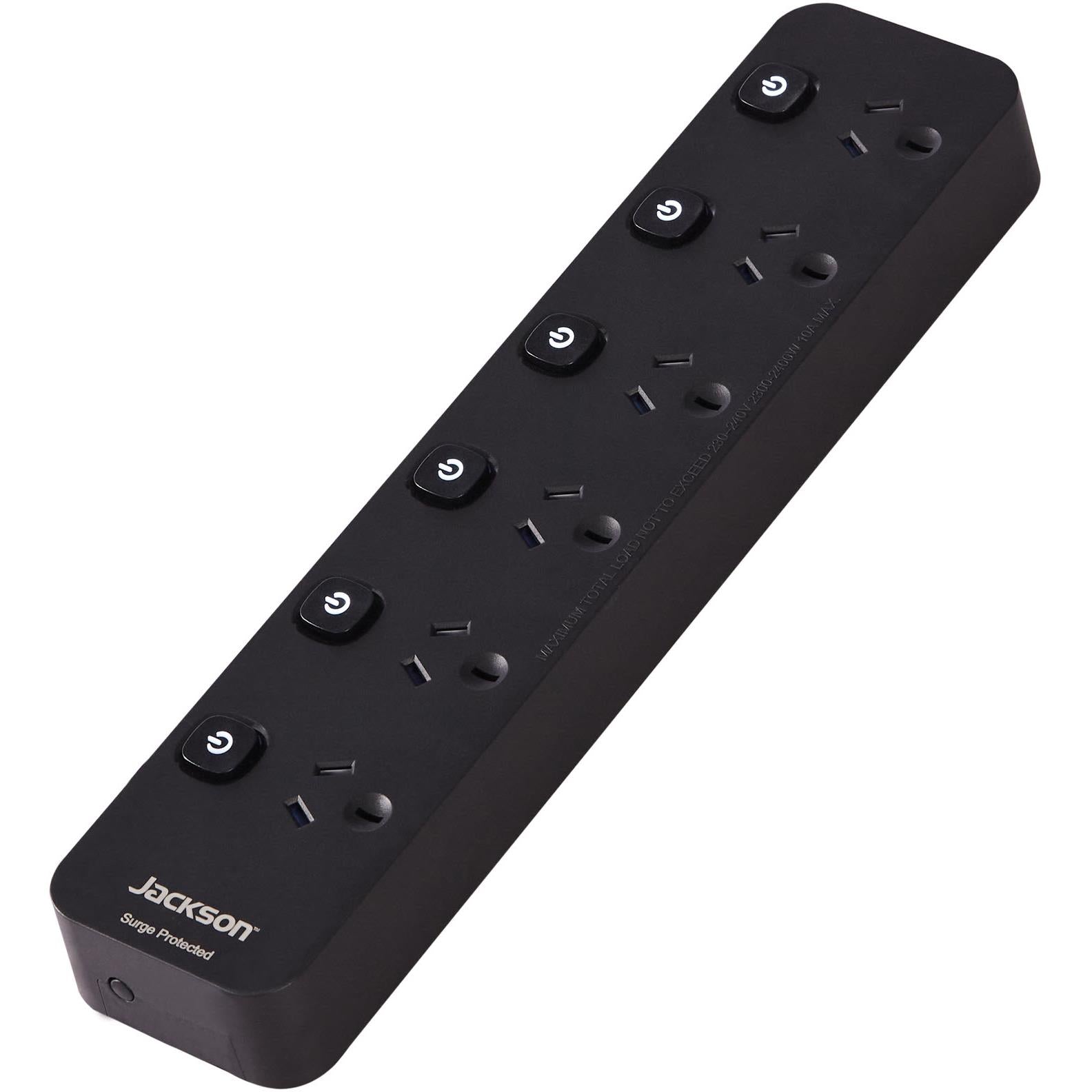 Jackson 6 Way Switched Surge Protected Powerboard