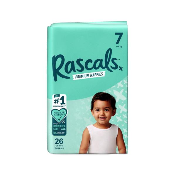 RASCALS PREMIUM NAPPIES SIZE 7 (17+KG) 26 PACK