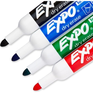 Expo Whiteboard Marker Pens Bullet Tip Assorted Colours 4 pack