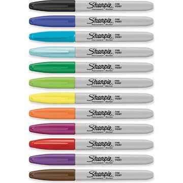Sharpie Permanent Marker Pens Fine Point Assorted Colours 12 pack
