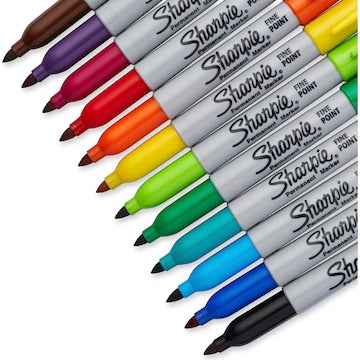 Sharpie Permanent Marker Pens Fine Point Assorted Colours 12 pack
