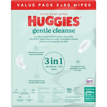 Huggies Thick Baby Wipes Fragrance Free 240 pack