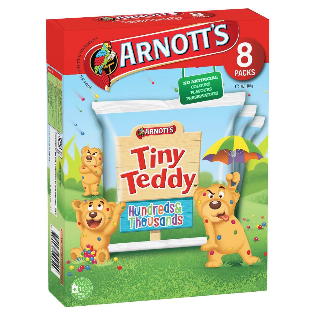 Arnott's Tiny Teddy Hundreds & Thousands Multipack Biscuits 8 pack