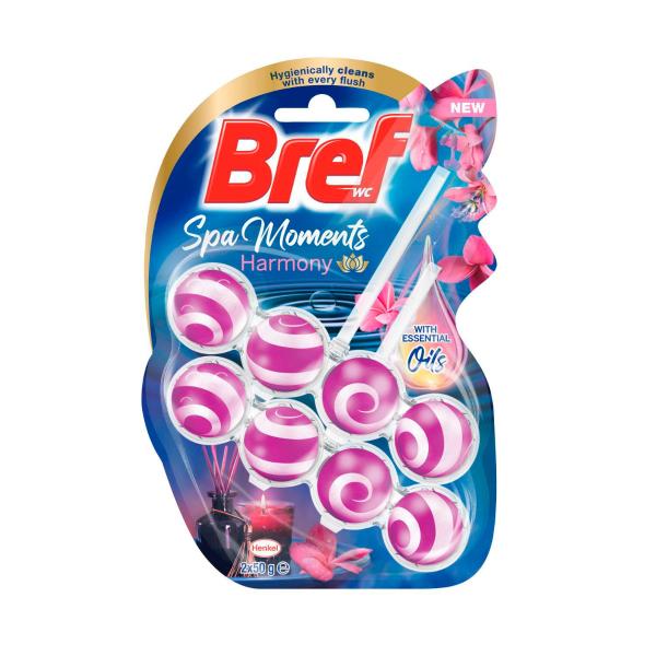 BREF SPA MOMENTS TOILET CLEANER RIM BLOCK HARMONY 50G X 2 PACK