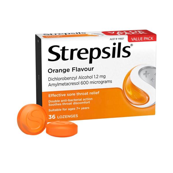 STREPSILS THROAT LOZENGES:ORANGE:.:36 PACK