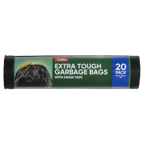COLES GARBAGE BAG EXTRA TOUGH 20 PACK