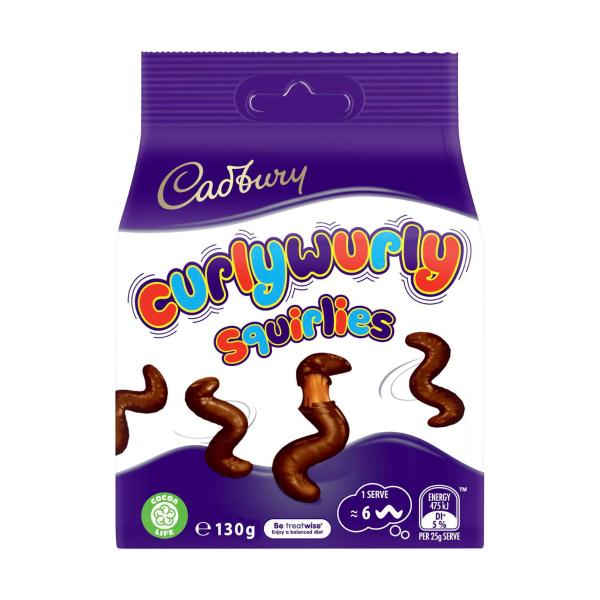 CADBURY CURLY WURLY SQUIRLIES CHOCOLATE BITES 130G