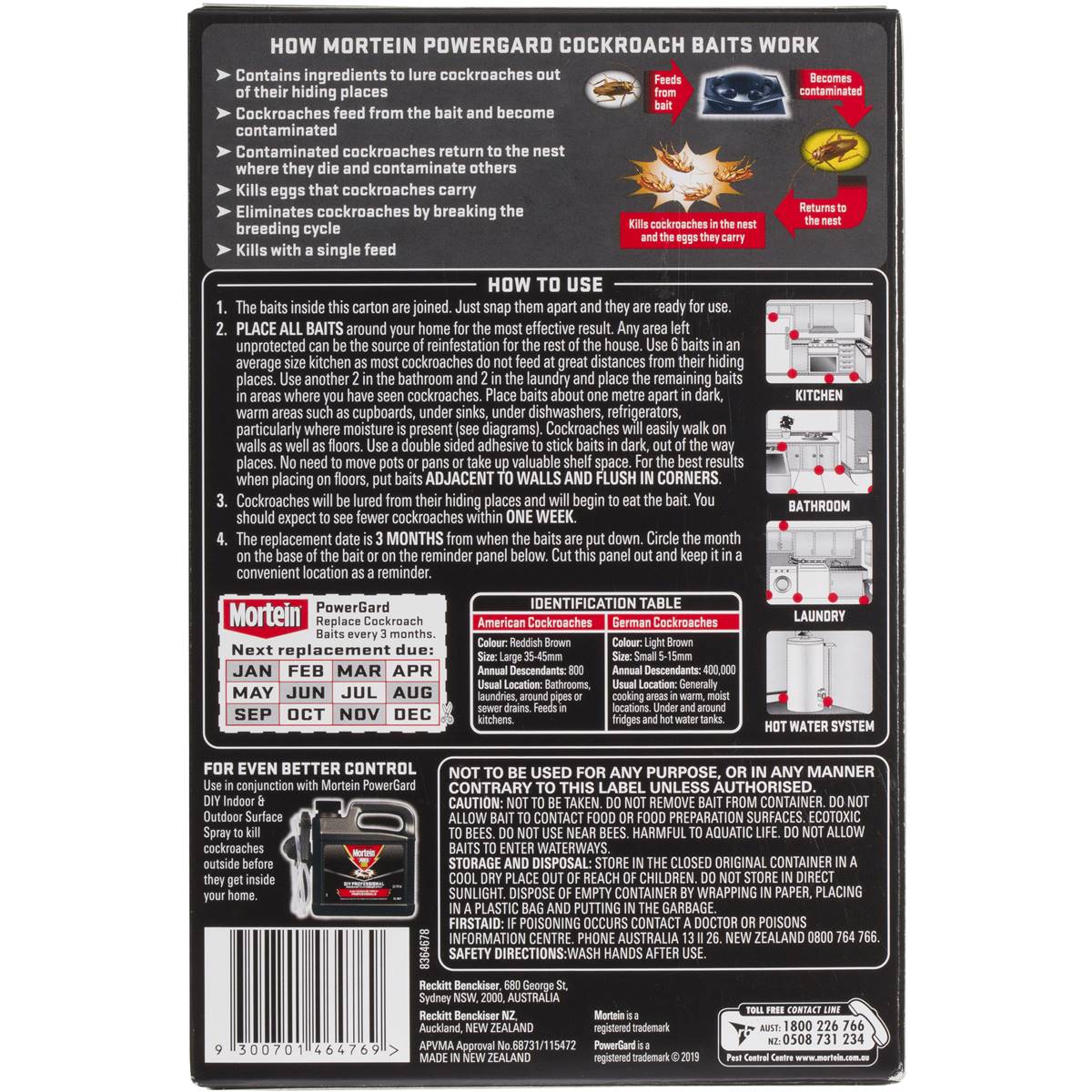 Mortein Powergard Cockroach Baits 12 Pack