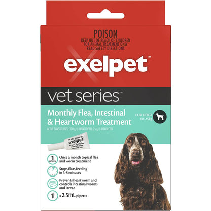 Exelpet Vet Flea Intestinal & Heartworm Medium Dog Each