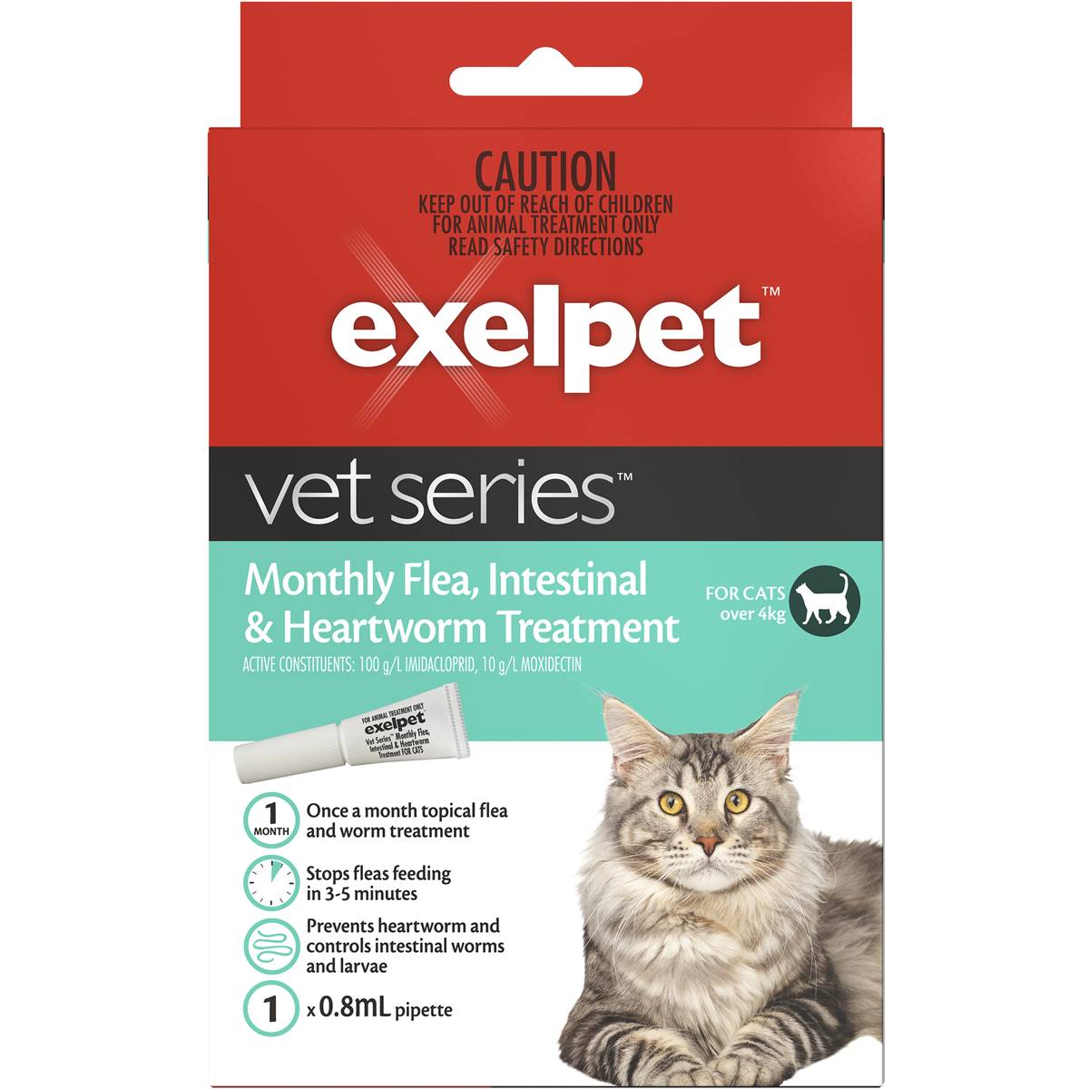 Exelpet Vet Series Flea Intestinal & Heartworm Treatment Cats Each