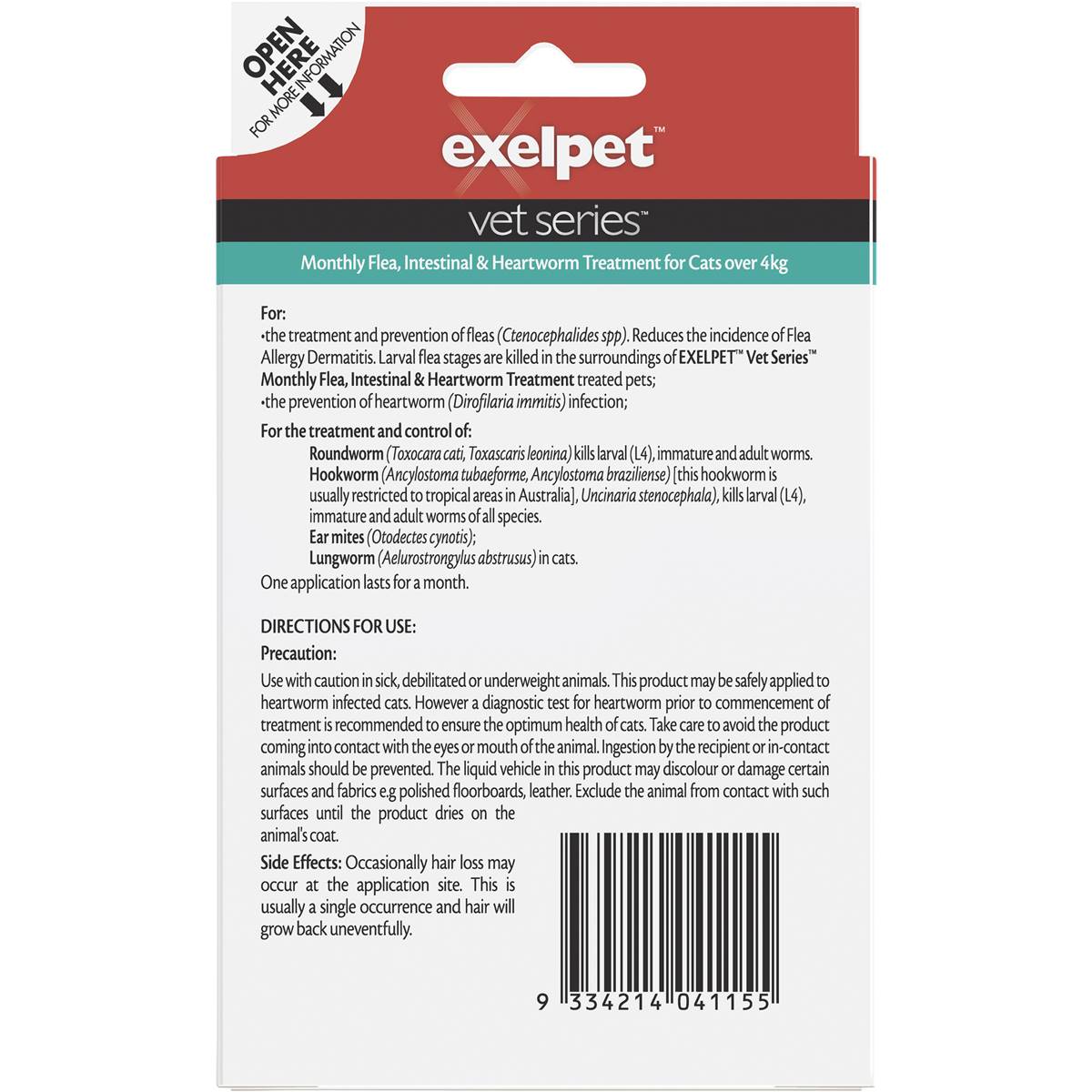 Exelpet Vet Series Flea Intestinal & Heartworm Treatment Cats Each