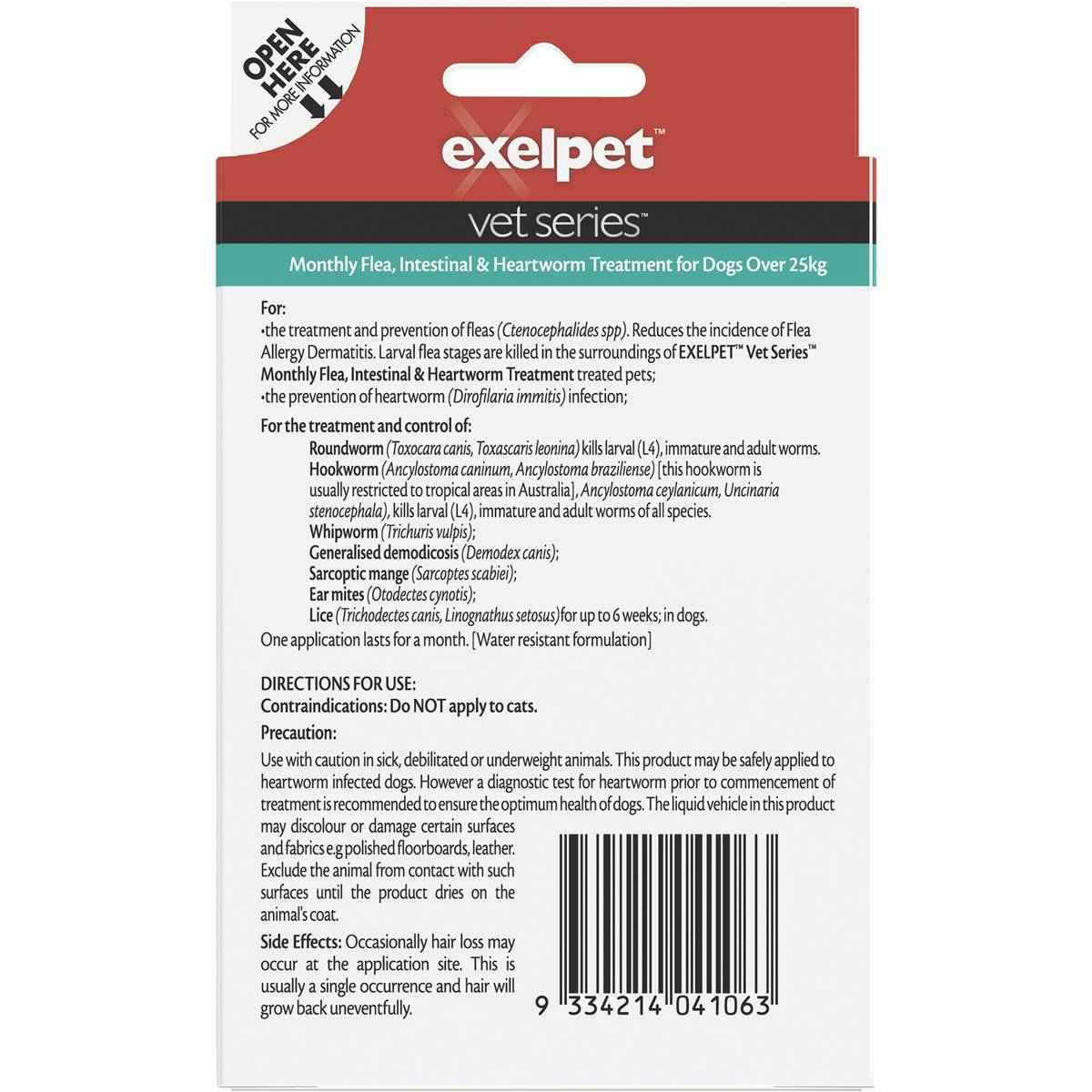 Exelpet Vet Series Flea Intestinal Worm & Heartworm Lge Dog each