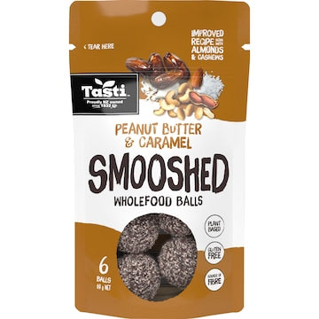 Tasti Smooshed Wholefood Balls Peanut Butter & Caramel 69g
