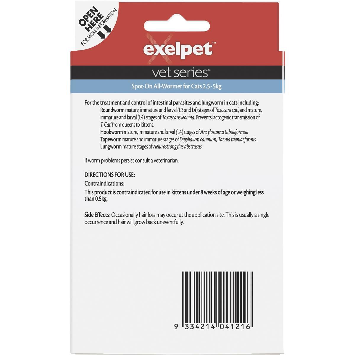 Exelpet Vet Series Spot On Allwormer For Cats 2 Pack