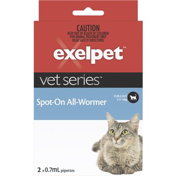 Exelpet Vet Series Spot On Allwormer For Cats 2 pack