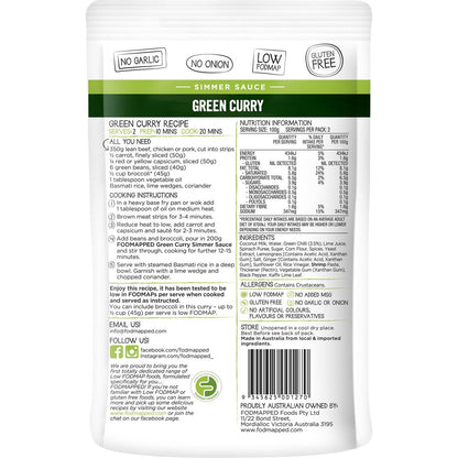 Fodmapped For You Simmer Sauce Green Curry 200G