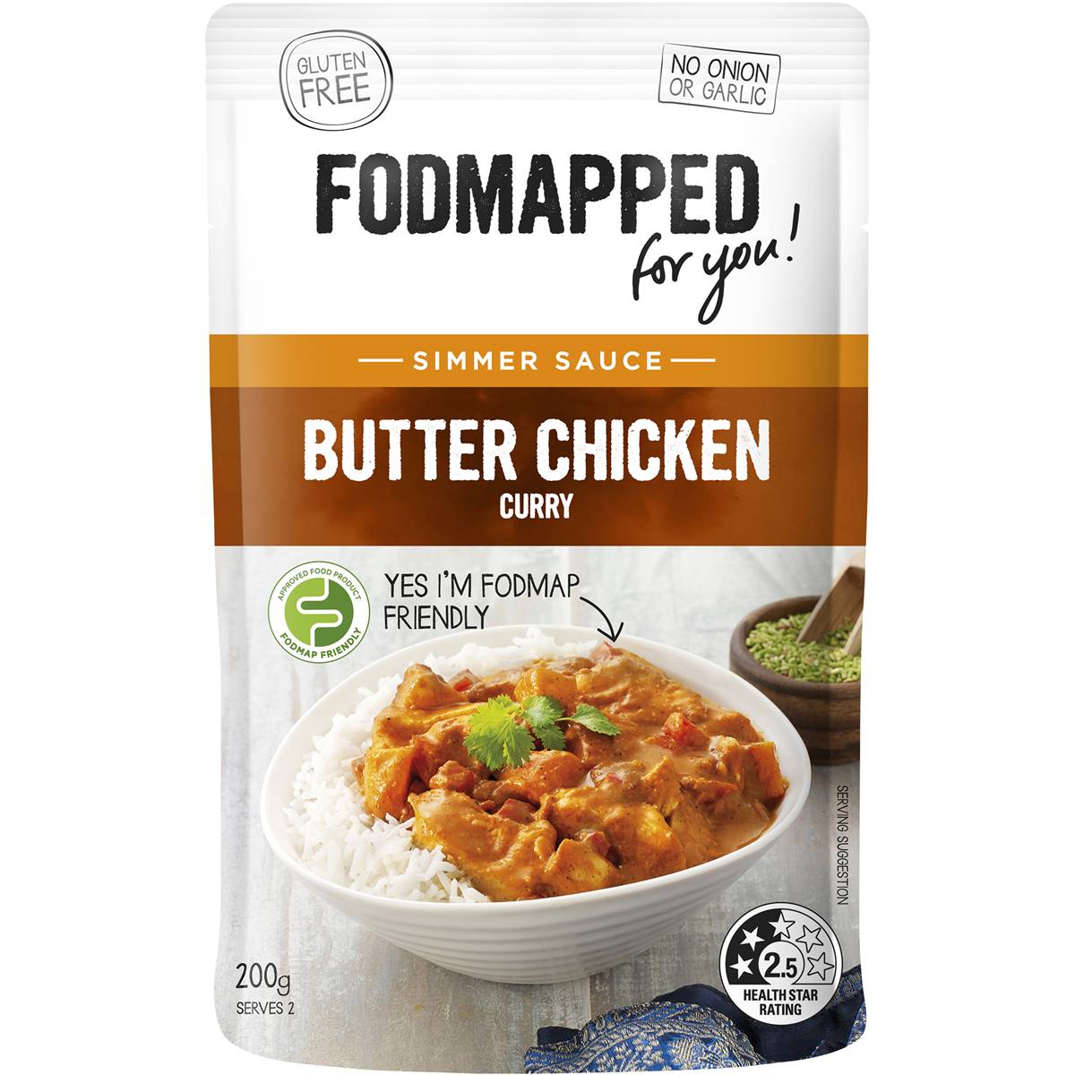 Fodmapped For You Simmer Sauce Butter Chicken Curry 200G