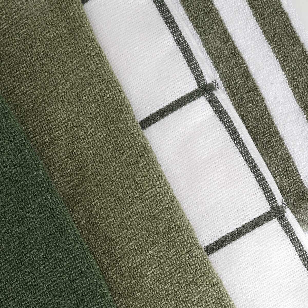4 Pack Green Linear Terry Tea Towels