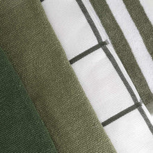4 Pack Green Linear Terry Tea Towels
