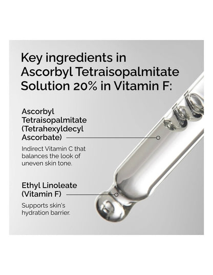 Ascorbyl Tetraisopalmitate Solution 20% in Vitamin F Serum for Hydration and Brightening 30ml
