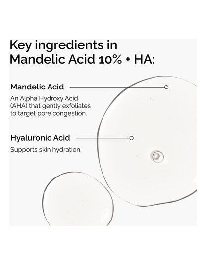 Mandelic Acid 10% + HA Gentle Facial Exfoliating Serum for Uneven Skin Tone and Dullness 30ml